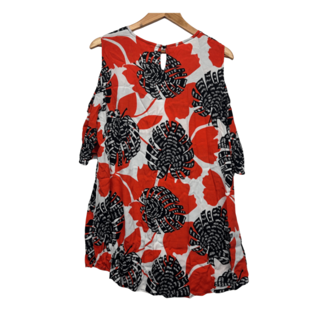 Virtuelle Top Size 16 Plus Cold Shoulder Multicoloured Floral
