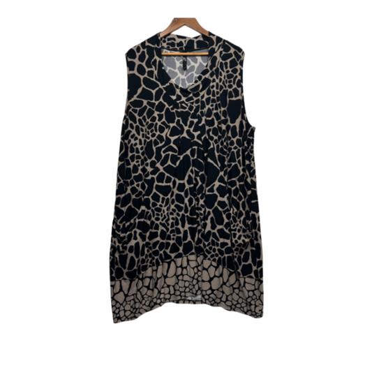 Taking Shape Tunic Dress Sleeveless Beige Black Size 22 XL Plus