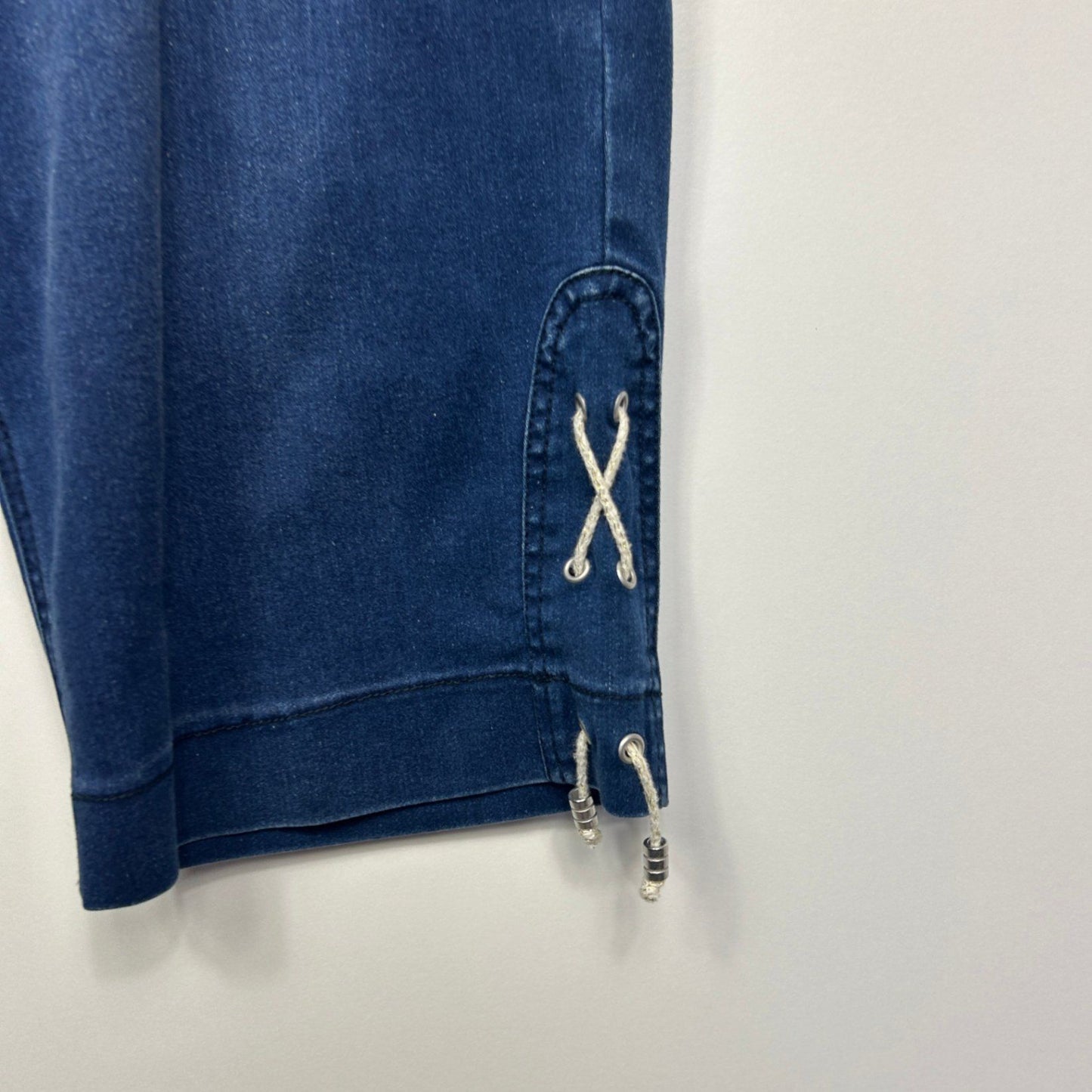 Virtuelle Women Blue Denim Stretch Pull-On Pockets Cropped Pants Size 18