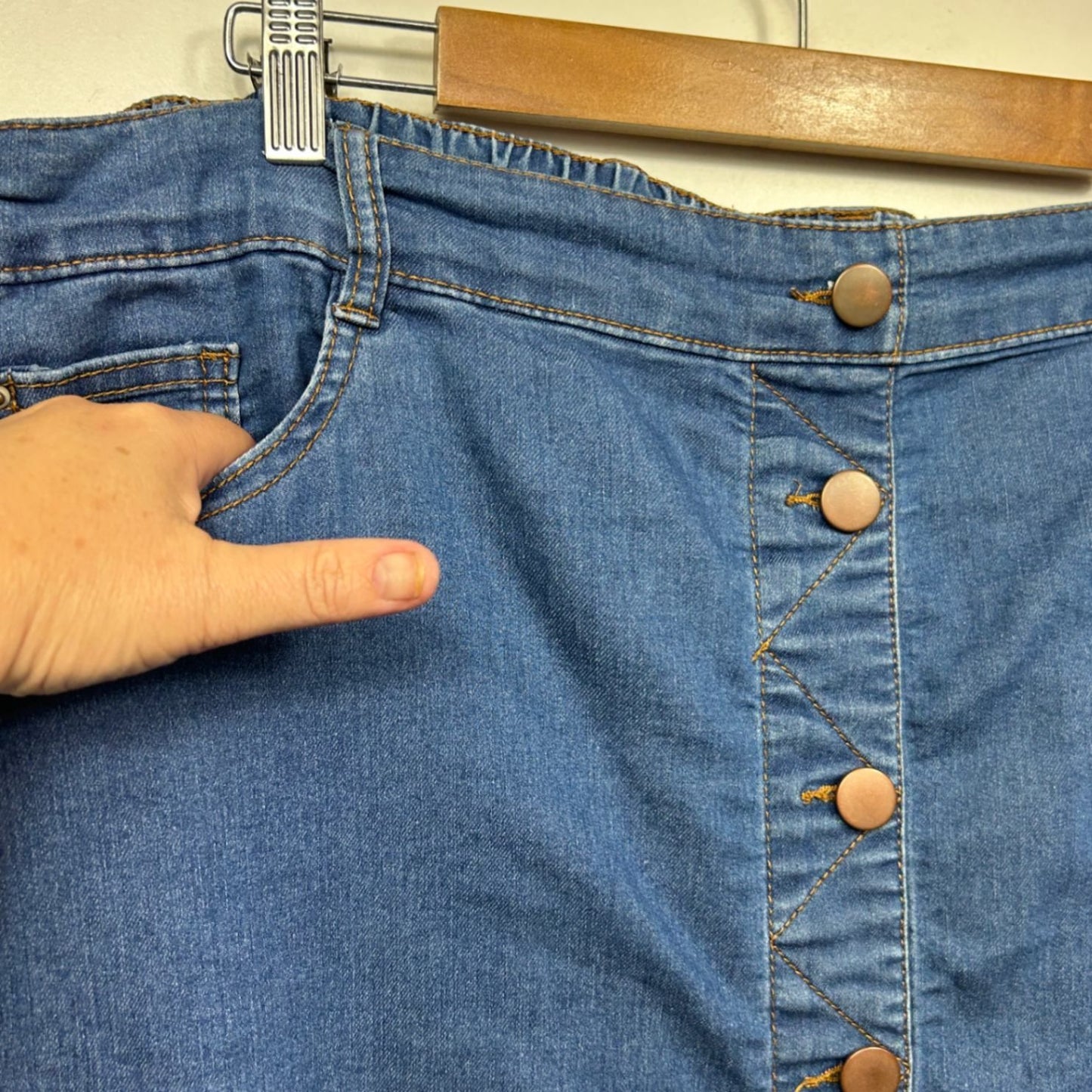 Autograph Midi Denim Skirt Size 18 with Pockets