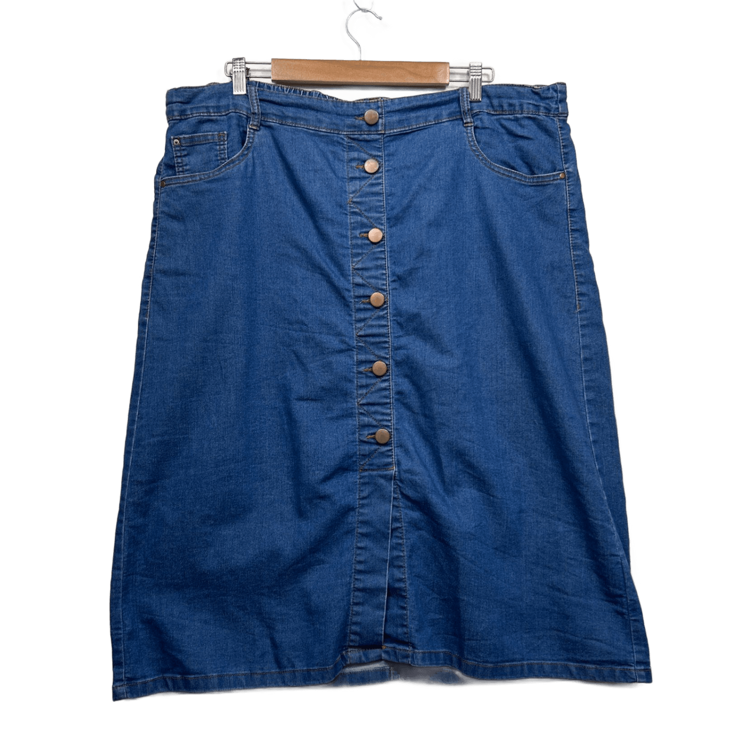 Autograph Midi Denim Skirt Size 18 with Pockets