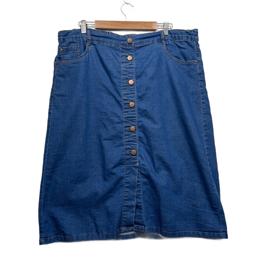 Autograph Midi Denim Skirt Size 18 with Pockets