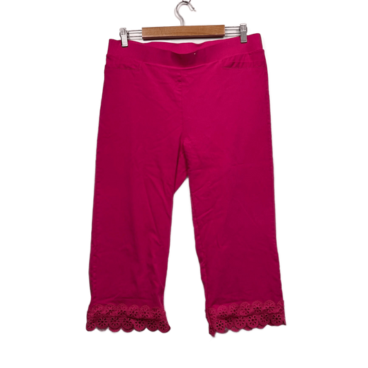 Millers Womens Pink Crochet Hem Capri Cropped Pants Size 16