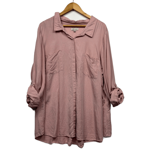 Autograph Pink Long Sleeve Button Up Shirt Blouse Lyocell Size 24