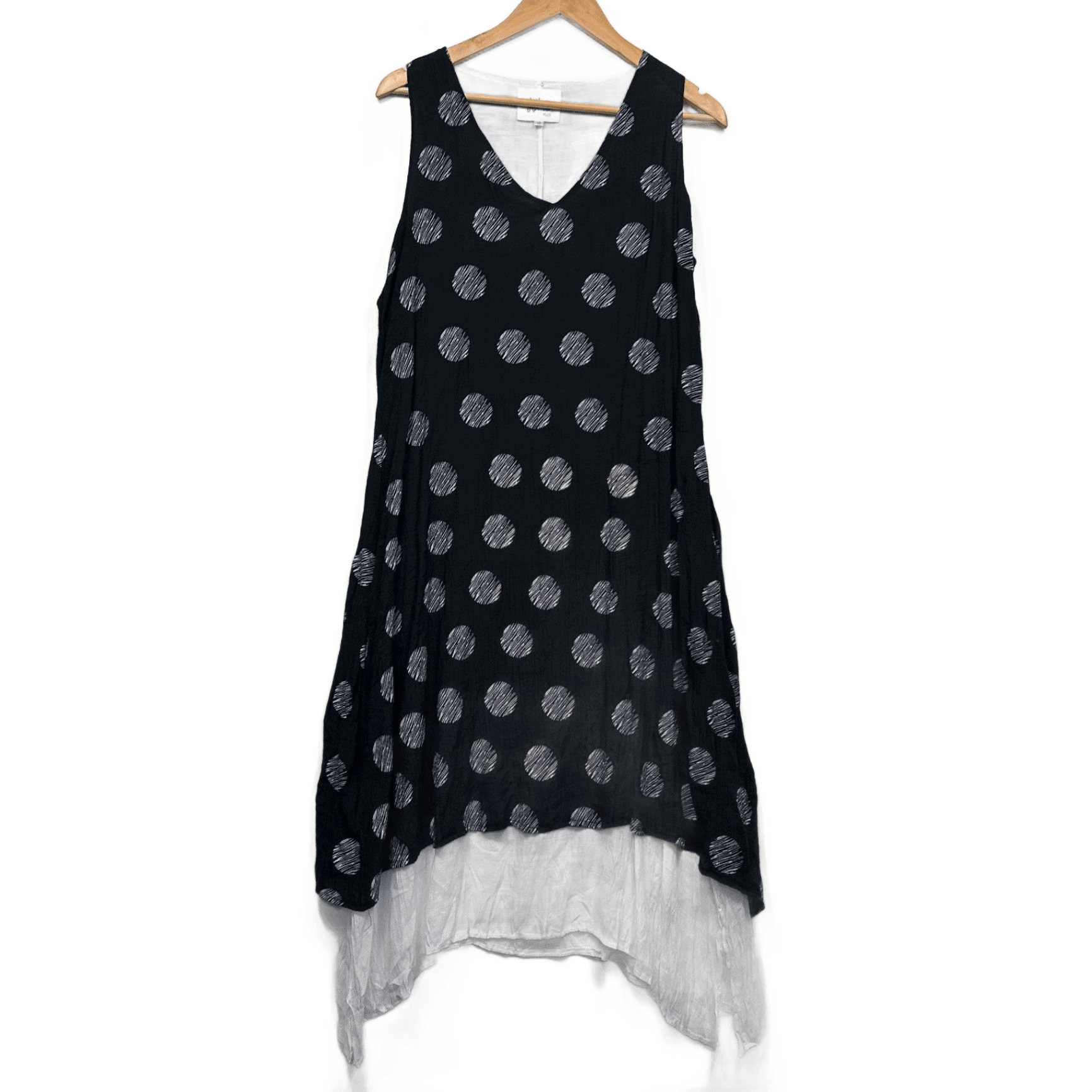 LaMode Plus Women's Black White Asymmetric Hem Sleeveless Dress Size 12