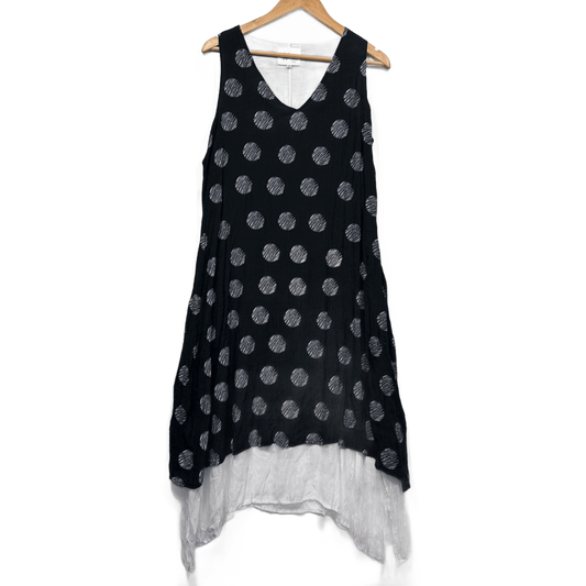 LaMode Plus Women's Black White Asymmetric Hem Sleeveless Dress Size 12