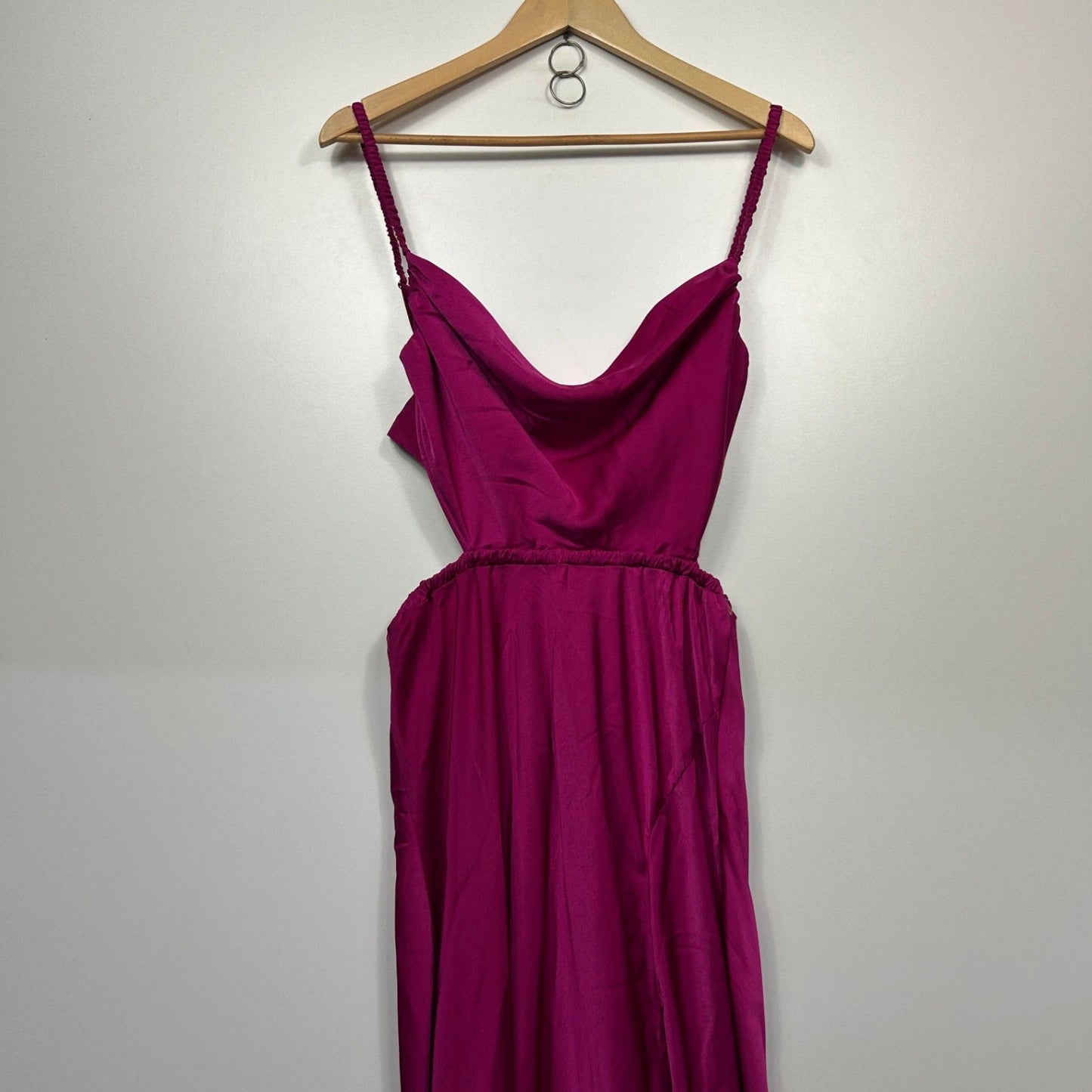 New Minx & Moss Satin Slip Dress Size 14 Pink Cut Out Sleeveless