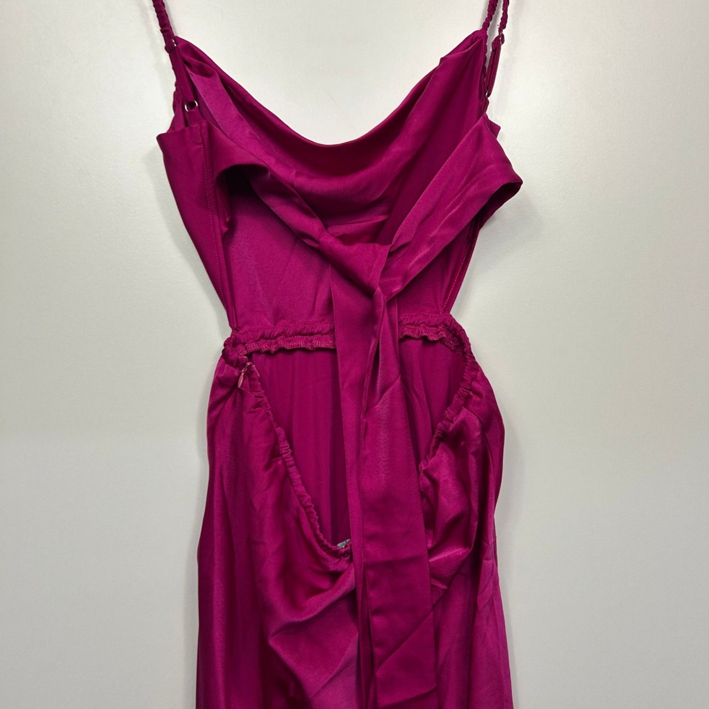 New Minx & Moss Satin Slip Dress Size 14 Pink Cut Out Sleeveless