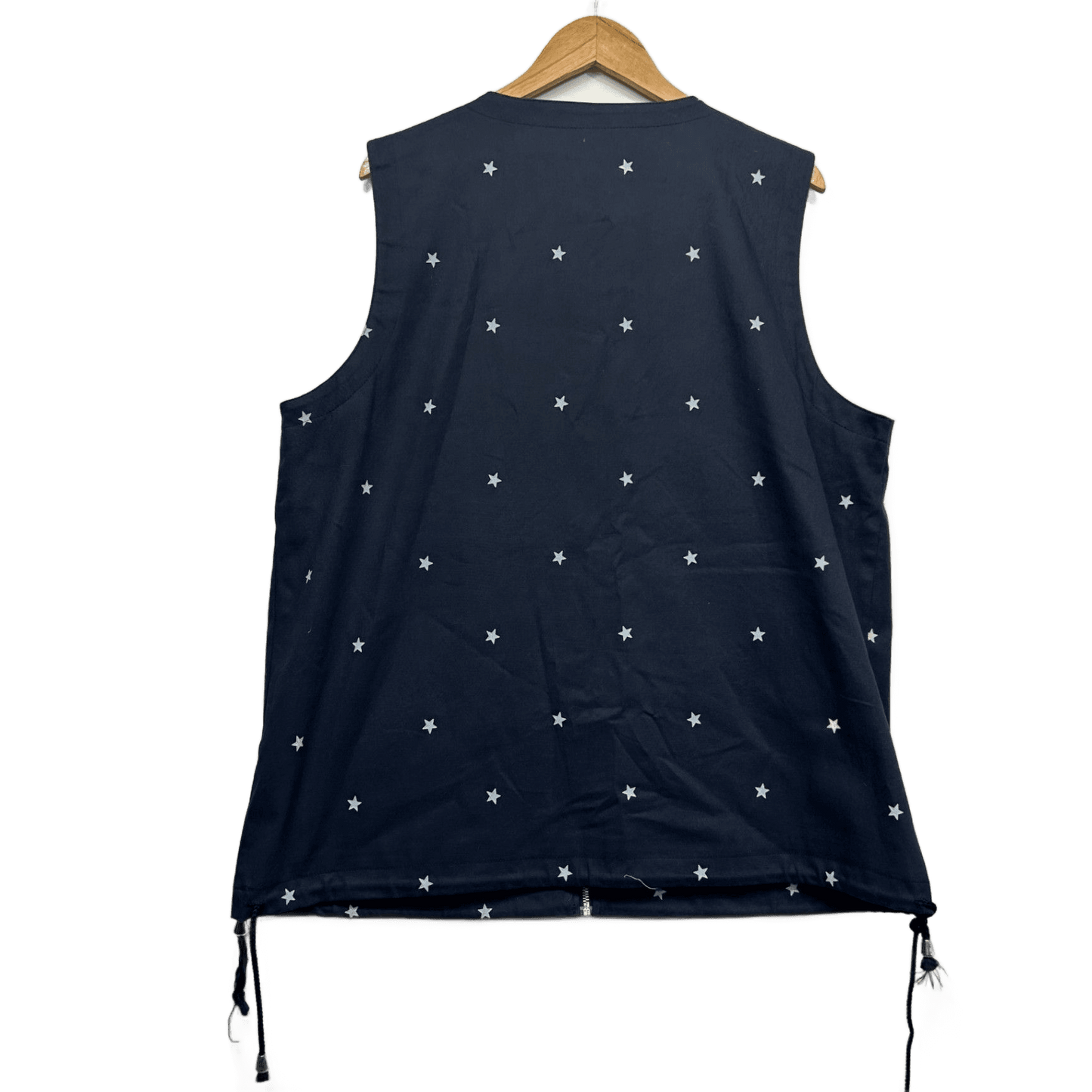 Geiger Navy Star Print Cotton Blend Sleeveless Zip Vest Sz 22 Made in Australia