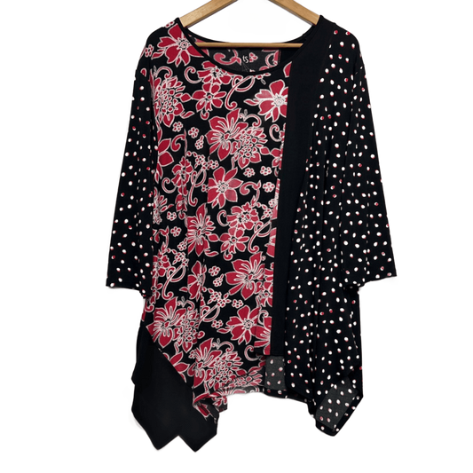 Taking Shape Tunic Top Size 20 Large Plus Floral Red Black
