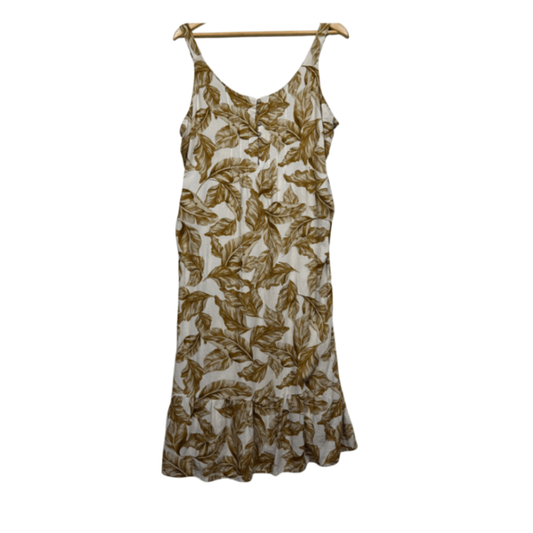 Rockmans Sleeveless Linen Blend Floral Midi Length Dress Size 16