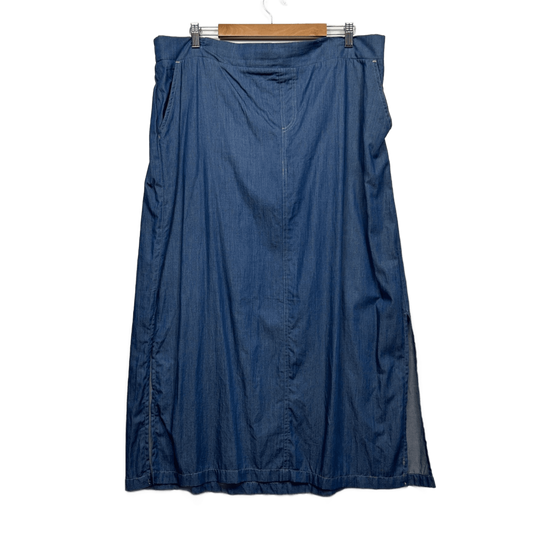 Autograph Chambray Maxi Skirt Size 16 Pockets Elastic Waist