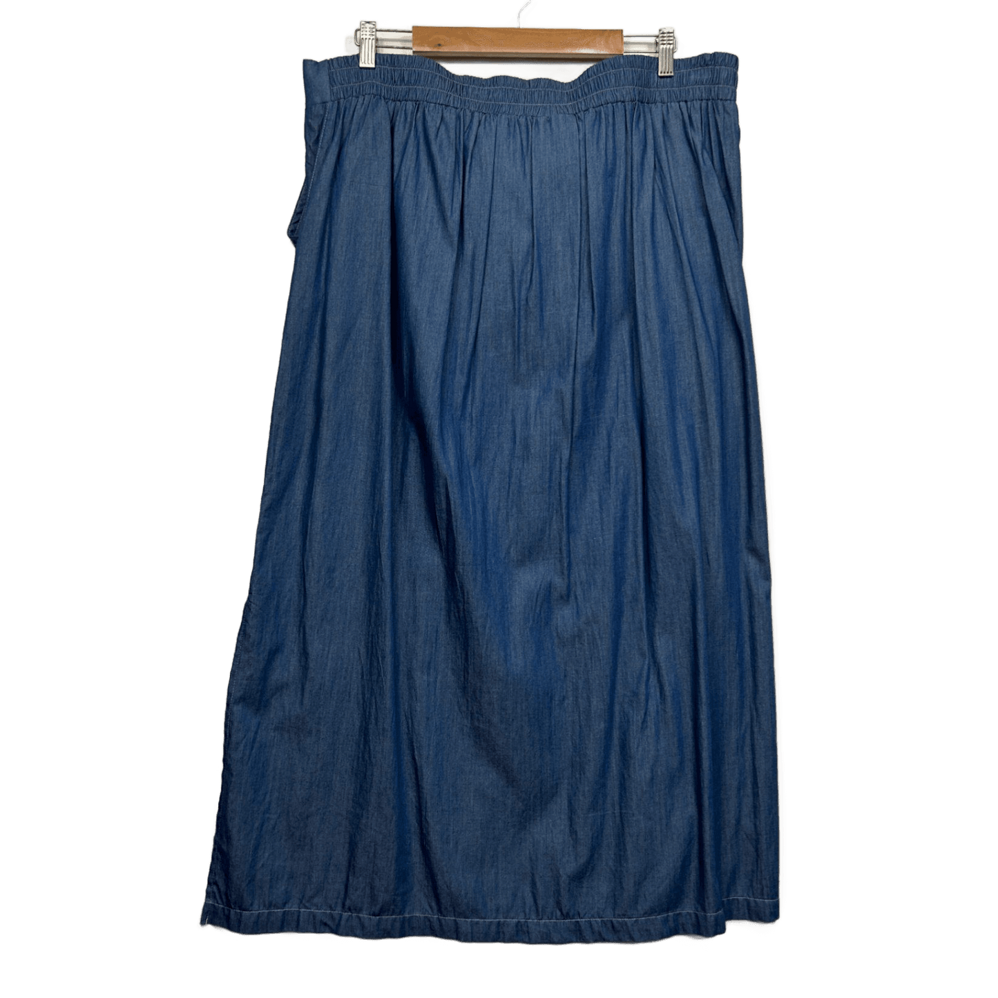 Autograph Chambray Maxi Skirt Size 16 Pockets Elastic Waist