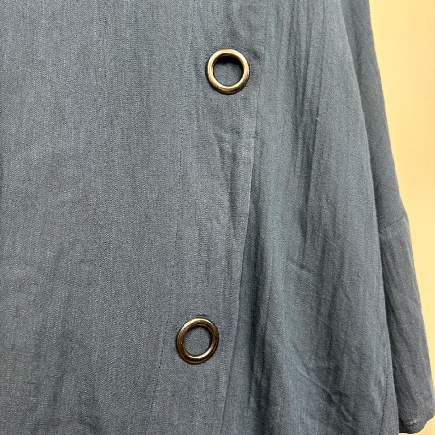 Willow & Tree Layered Navy Long Sleeve Top Size 16 Linen Blend