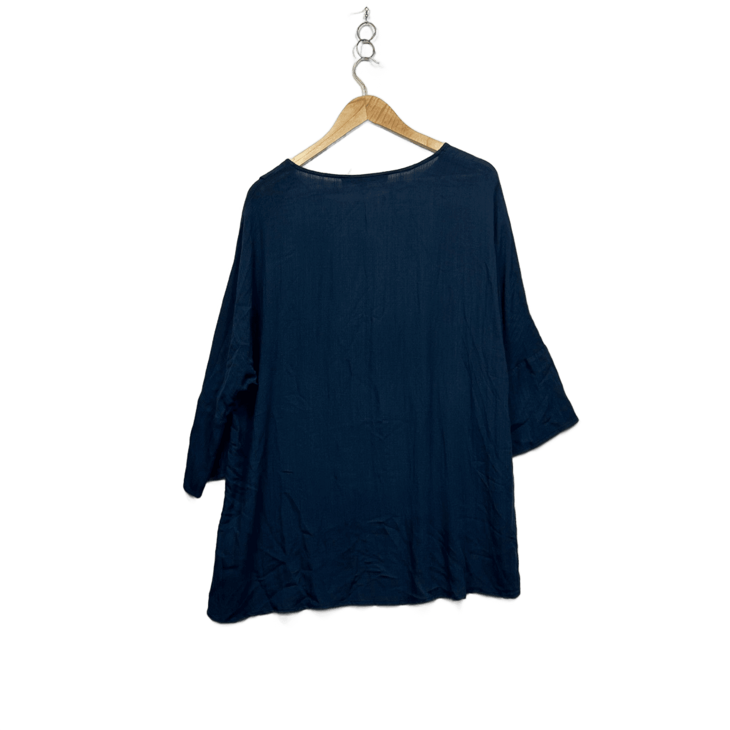 Willow & Tree Layered Navy Long Sleeve Top Size 16 Linen Blend