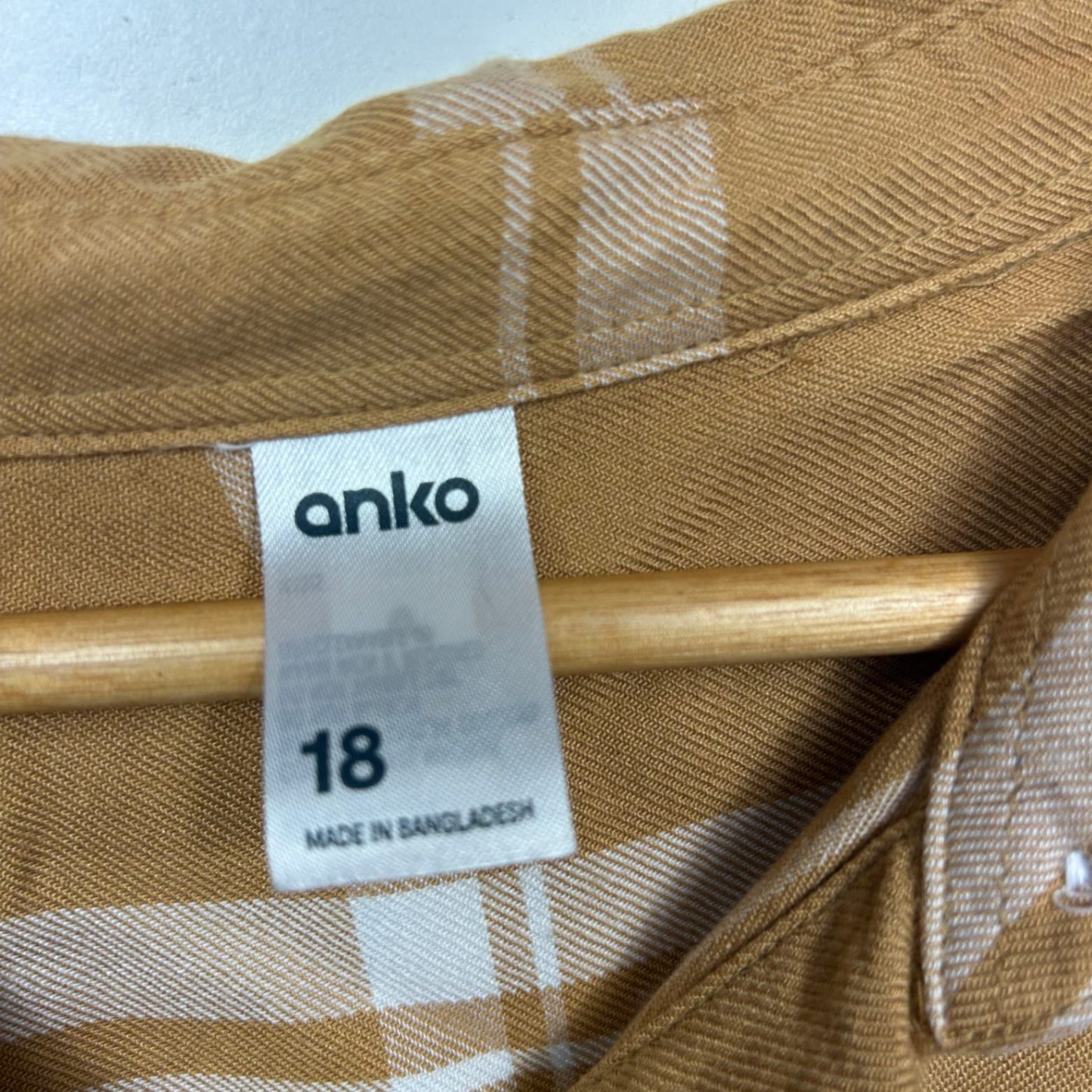 Anko Mustard Yellow Long Sleeve Collared Plaid Shirt Blouse Size 18