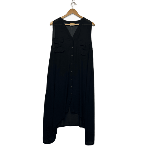 Avocado Black Sleeveless Maxi V-Neck Shirt Dress Cover Up Size 14