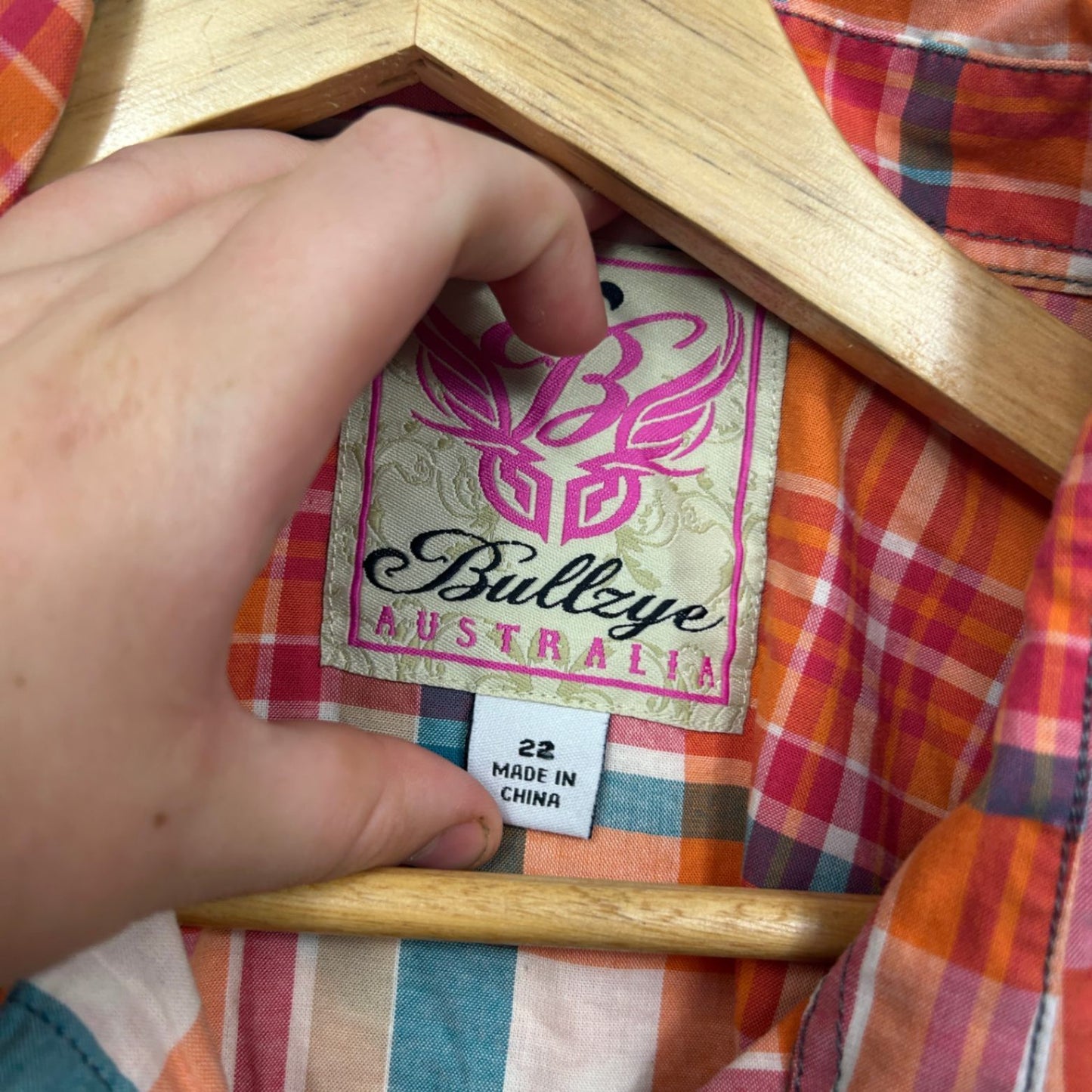 Bullzye Australia Multicoloured Long Sleeve Western Shirt Top Size 22 Plaid