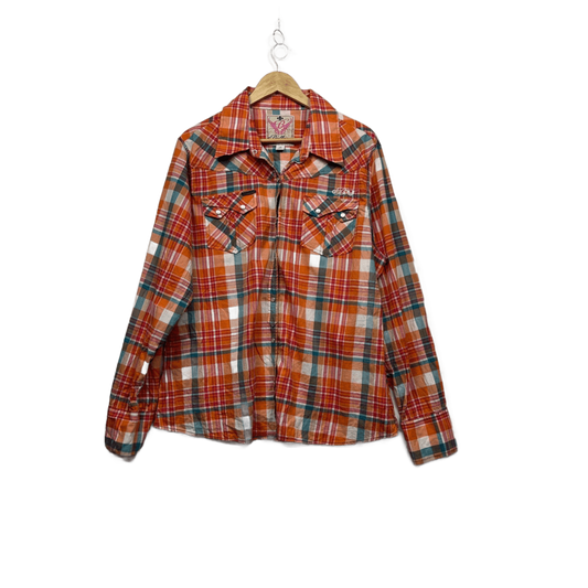 Bullzye Australia Multicoloured Long Sleeve Western Shirt Top Size 22 Plaid