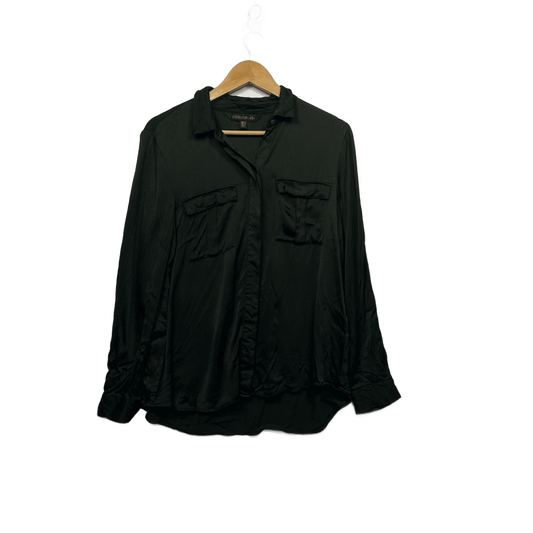 Forever New Olive Green Button Up Top Shirt Size 14 Viscose