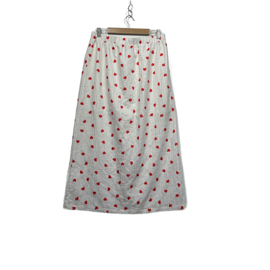 Shein Maxi Skirt Size 14 16 White Red Hearts Love Long Length