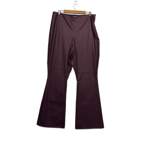 City Chic Faux Leather PVC Flared Pants Trousers Size 22 Burgundy