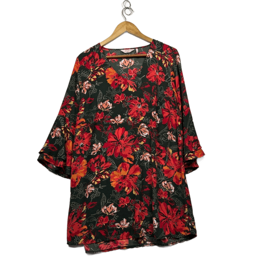 Millers Floral Bell Sleeve Tunic Top Size 18 Multicoloured