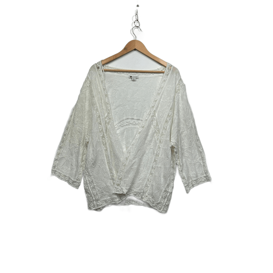 Rockmans White Embroidered Boho Duster Jacket Top Cover Up Size 18 Cotton