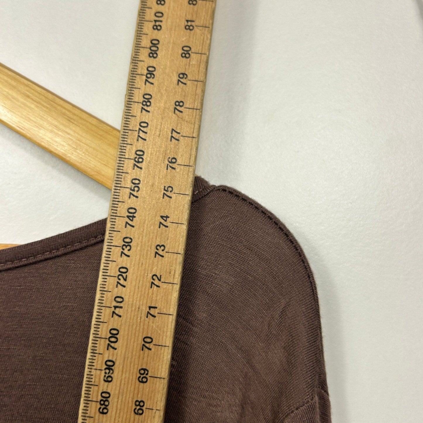 FREEZ Brown Viscose Blend Long Sleeve Round Neck Basic Top Size Large? 14 16