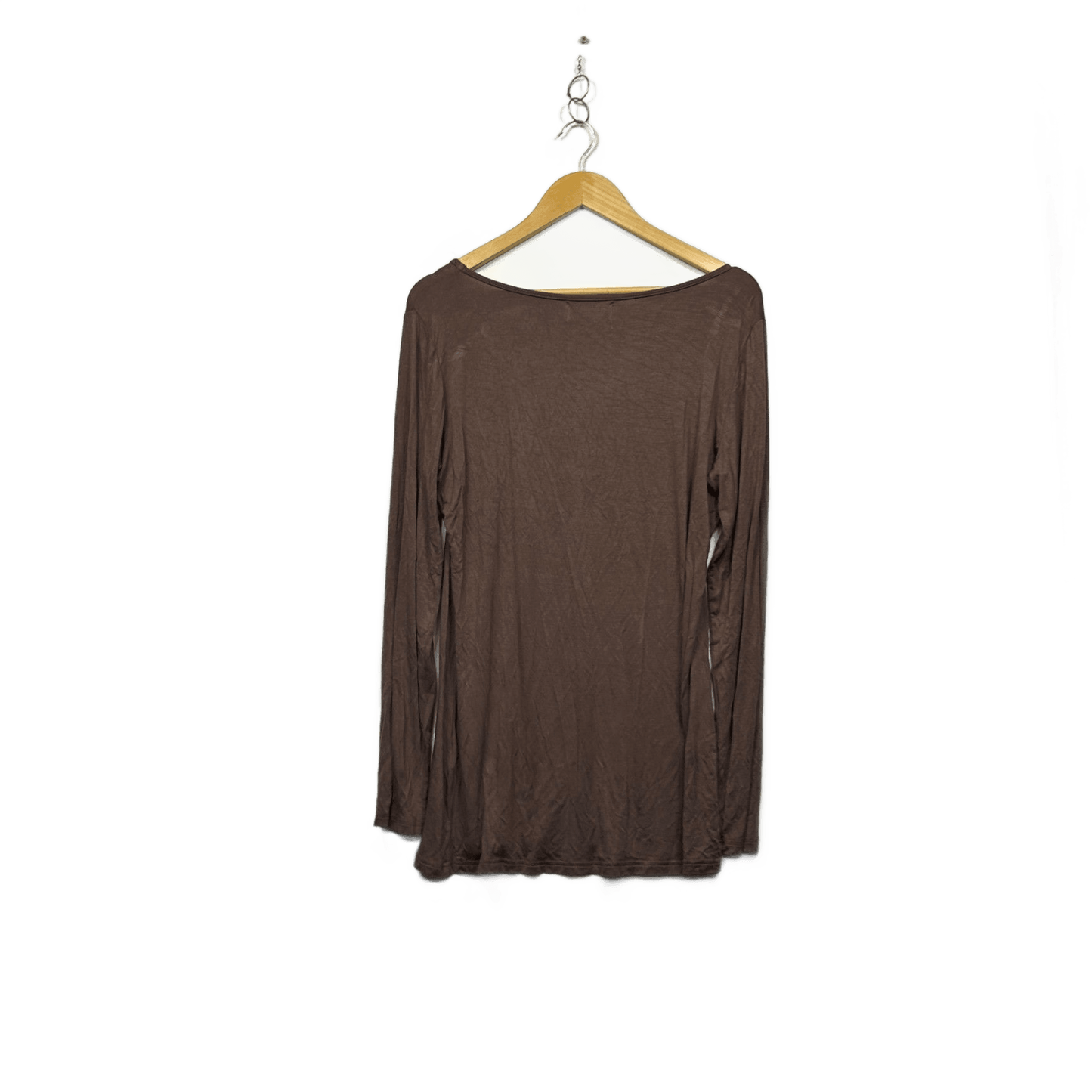 FREEZ Brown Viscose Blend Long Sleeve Round Neck Basic Top Size Large? 14 16