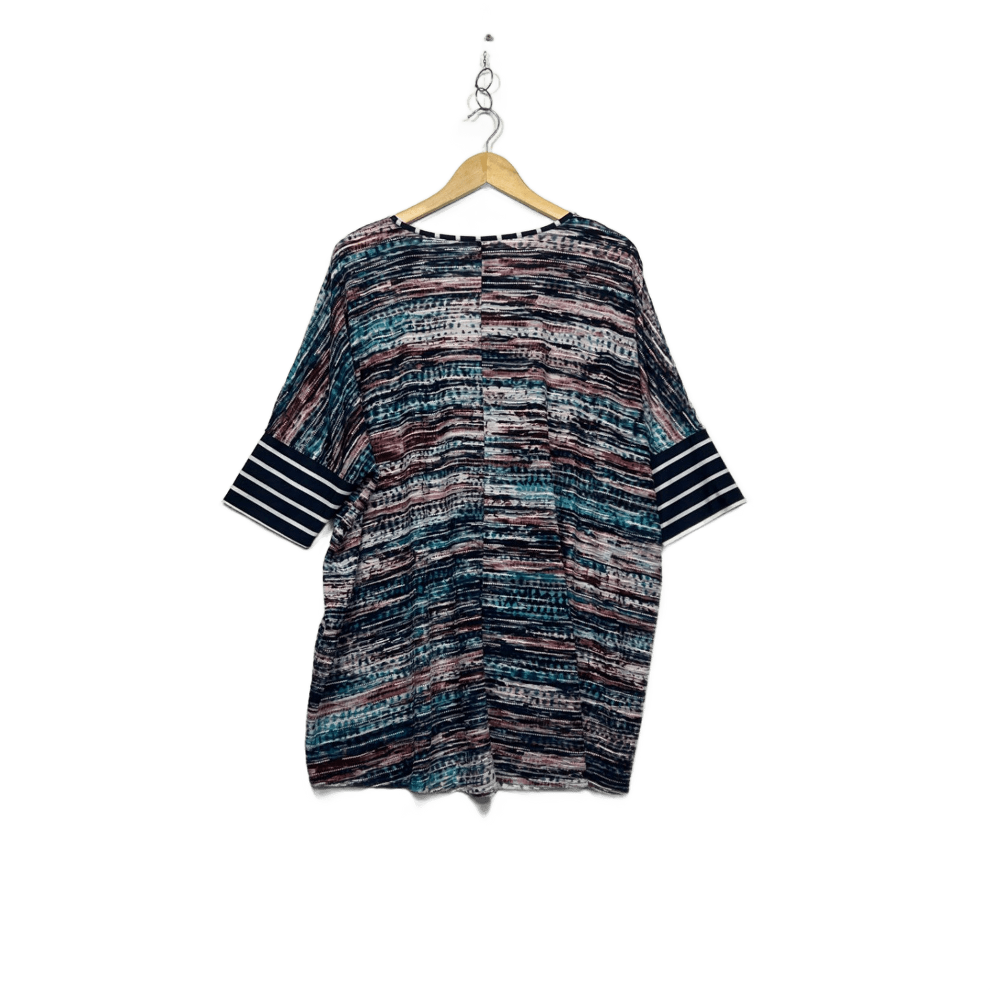 Taking Shape Tunic Top Size 16 Plus Small 3/4 Sleeve Multicoloured Ribbed