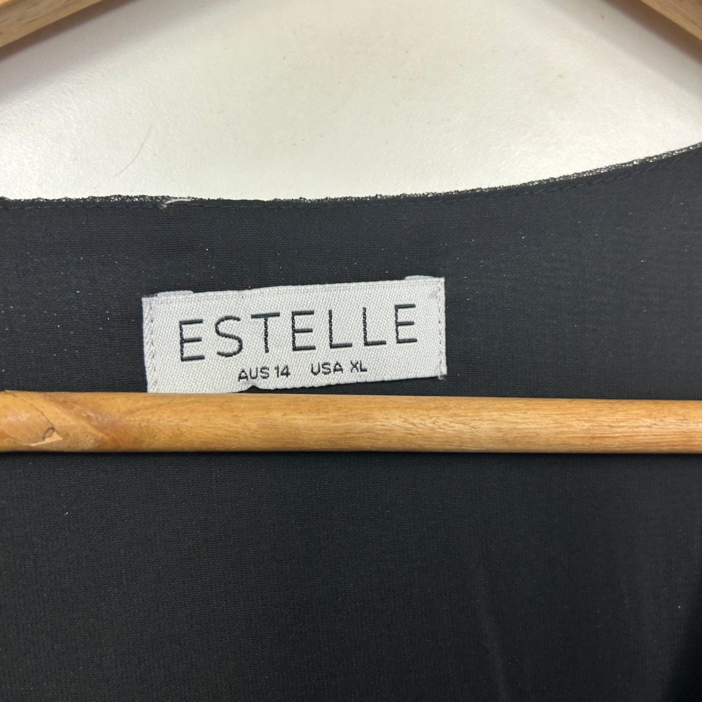 Estelle Black Long Sleeve V Neck Wrap Top Size AU 14 Plus Evening Cocktail
