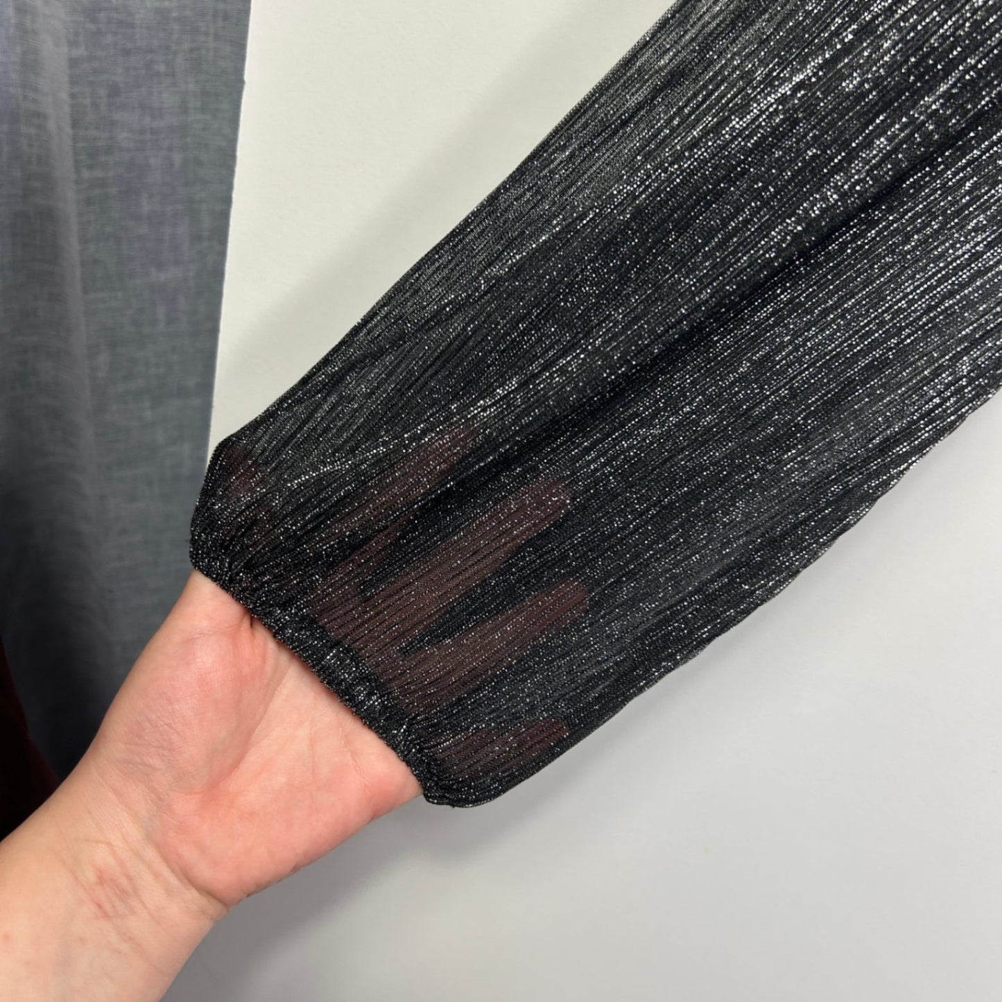 Estelle Black Long Sleeve V Neck Wrap Top Size AU 14 Plus Evening Cocktail