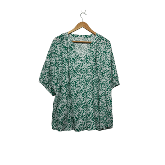 Target Top Size 20 Green Floral Short Sleeve Viscose