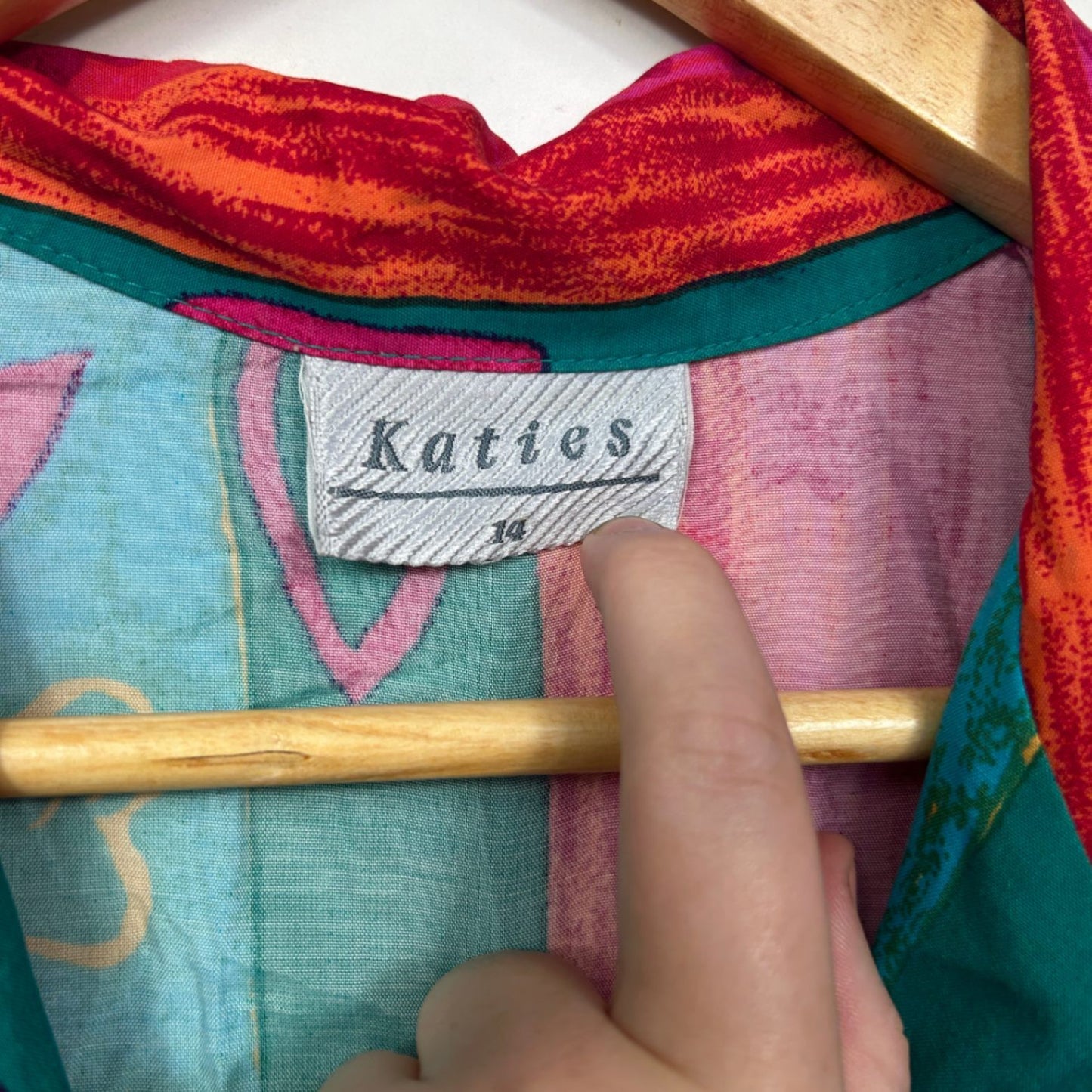 Vintage Katies Sleeveless Top Button Up Multicoloured Size 14