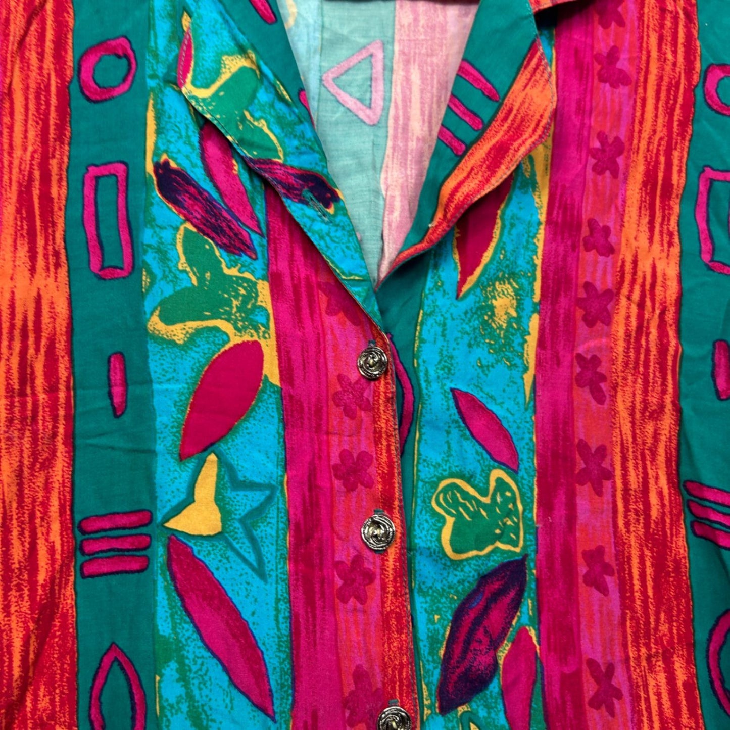 Vintage Katies Sleeveless Top Button Up Multicoloured Size 14