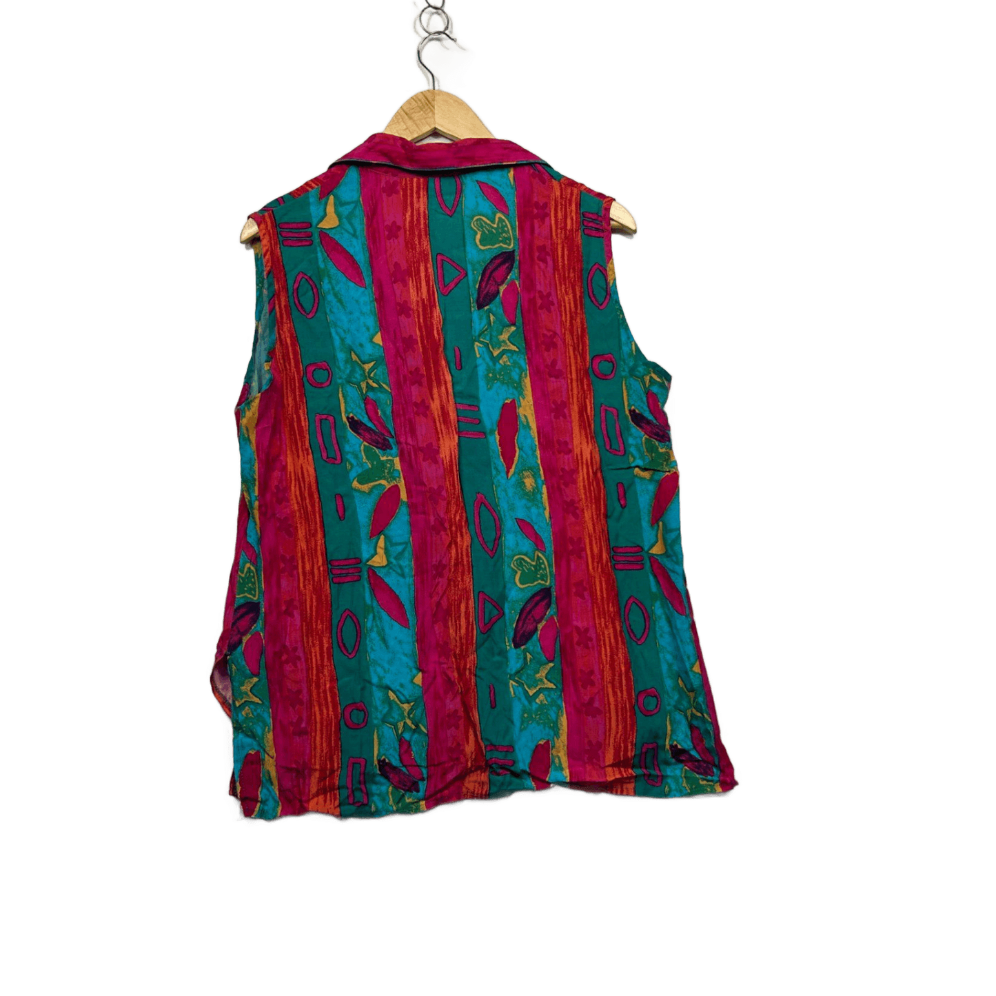Vintage Katies Sleeveless Top Button Up Multicoloured Size 14