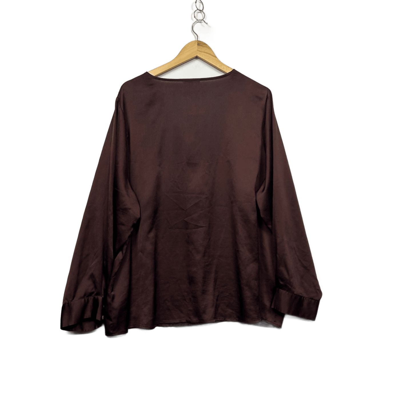 Target Brown Chocolate Long Sleeve V-Neck Satin Blouse Size 26