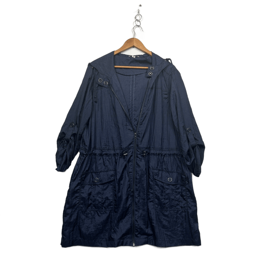 Avella Navy Hooded Drawstring Waist Parka Jacket Windbreaker Size 20