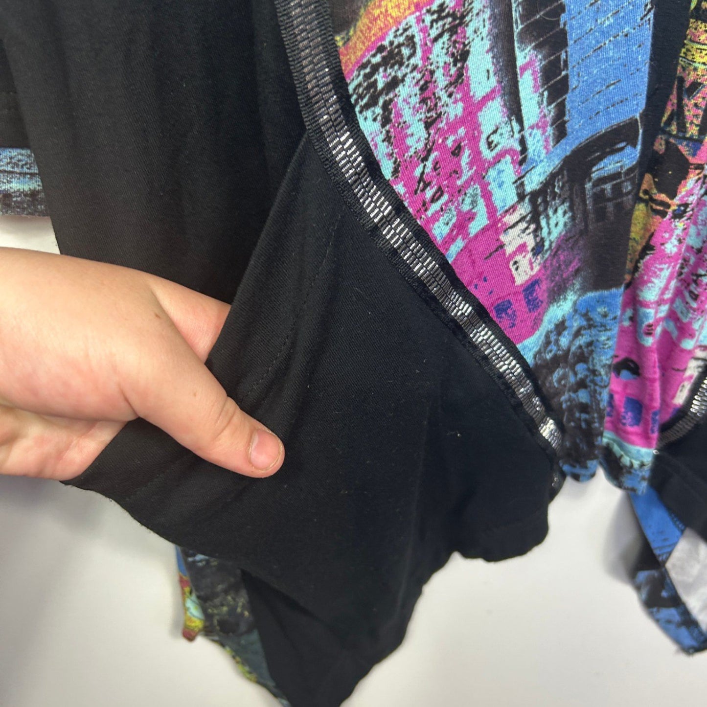 Taking Shape Black Multicoloured Asymmetric Hem Tunic Top Size 16 Plus Small