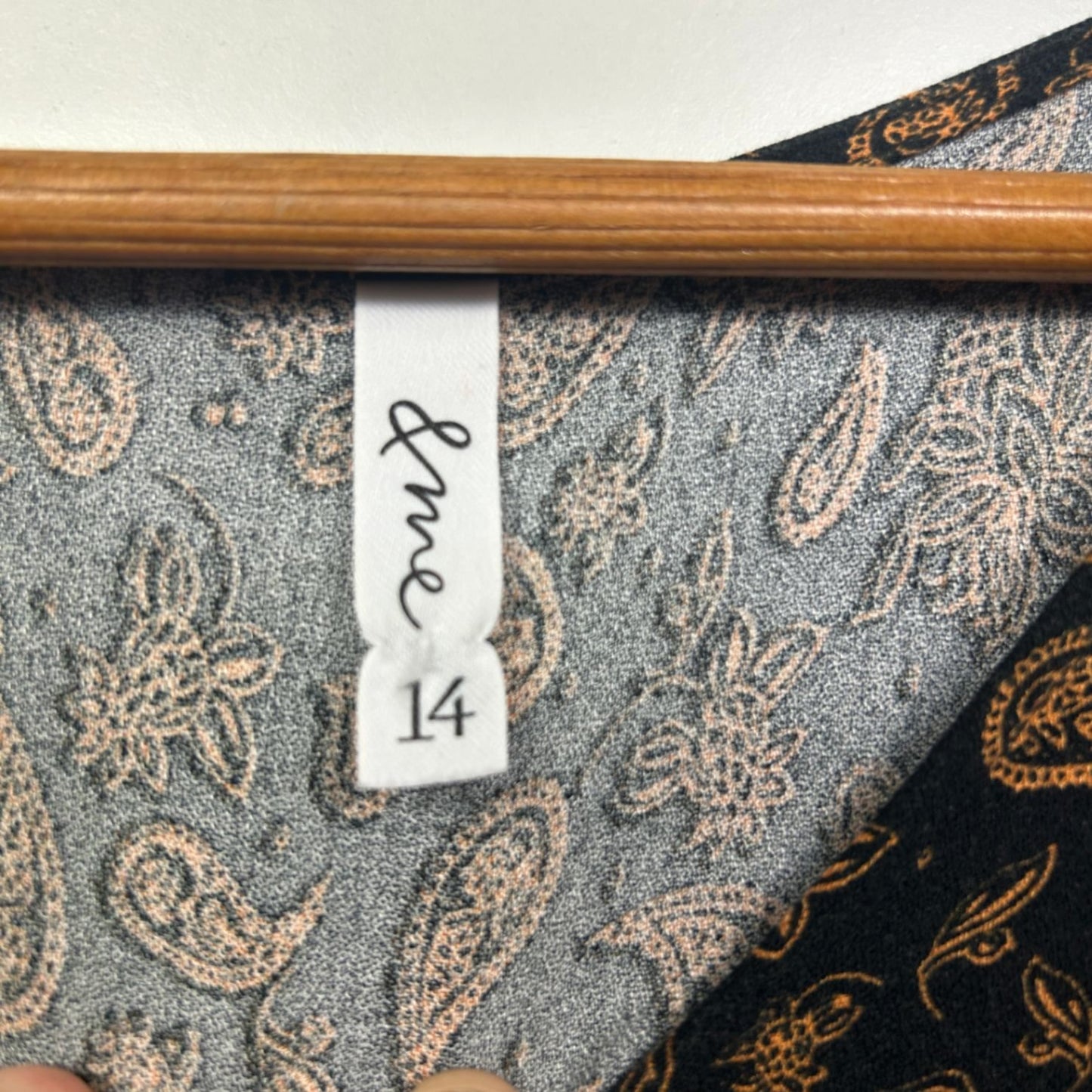 &Me Womens Black Viscose Long Sleeve Paisley Print Smock Dress Size 14