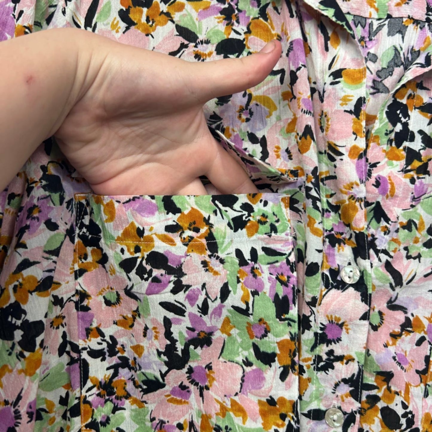 Target Floral Multicoloured Long Sleeve Button Up Cotton Shirt Blouse Size 16