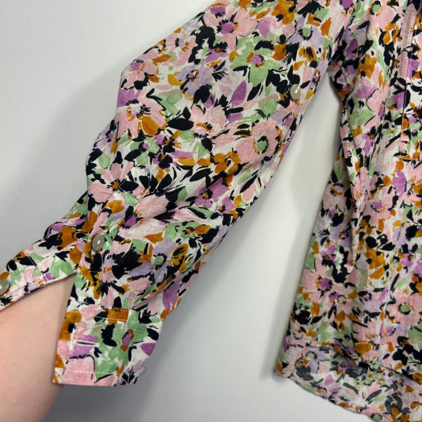 Target Floral Multicoloured Long Sleeve Button Up Cotton Shirt Blouse Size 16