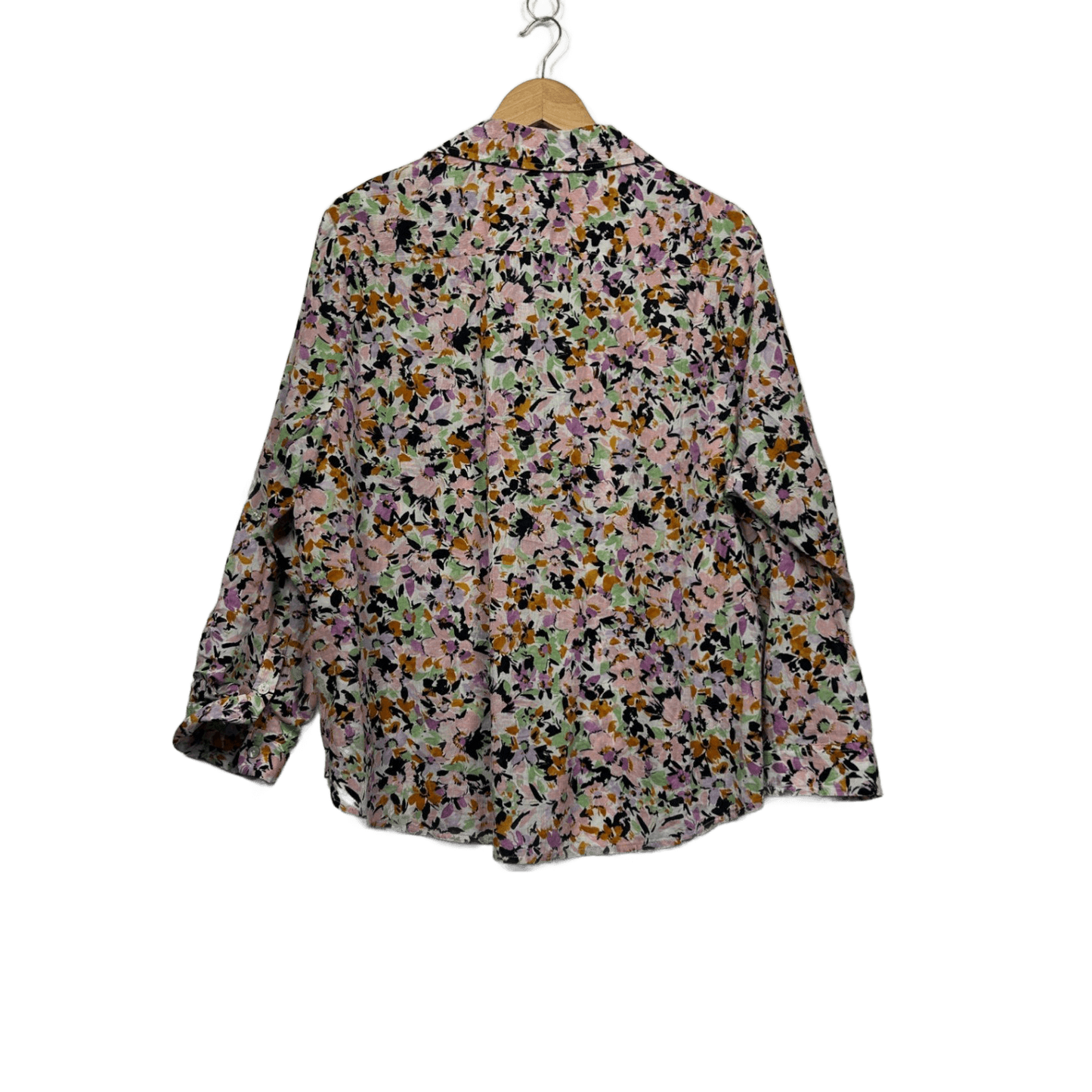 Target Floral Multicoloured Long Sleeve Button Up Cotton Shirt Blouse Size 16