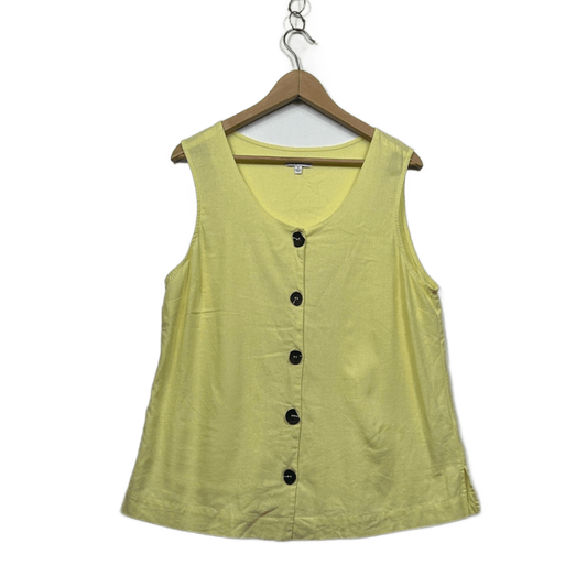 W. Lane Sleeveless Yellow Linen Top Size 16