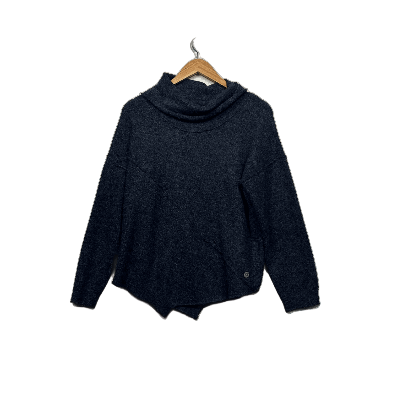 Yarra Trail Blue Wool Blend Cowl Neck Pullover Jumper Size Large Petites