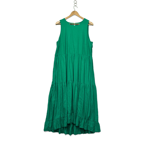 Decjuba Green Tiered Sleeveless Maxi Dress Size 14 Pockets Viscose