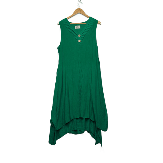 La Mode Green Cotton Blend Sleeveless Midi V-Neck Layered Maxi Dress Size 18