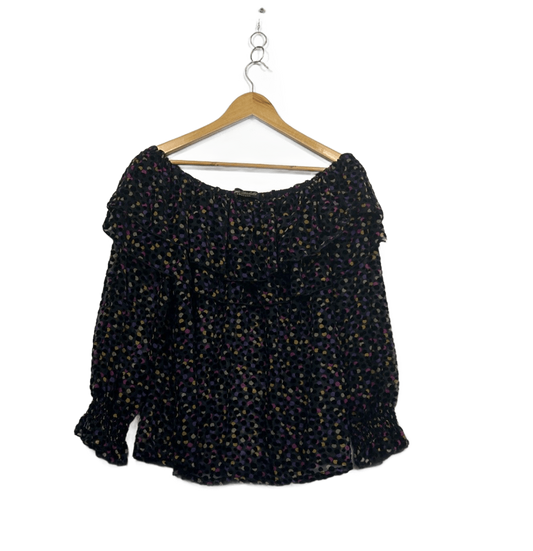 Sonia Stradiotto Couture Velvet Dot Off The Shoulder Ruffle Top Blouse Size 16