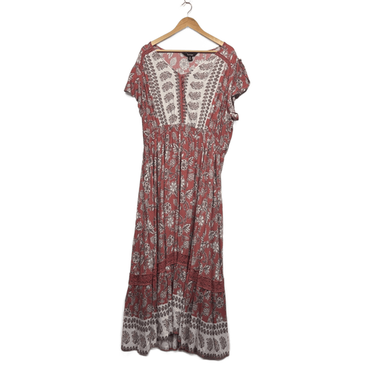 Beme Boho Maxi Dress Size 20 Viscose Pockets Short Sleeve